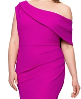 Betsy & Adam Plus Asymmetric High-Low Gown
