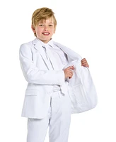 OppoSuits Teen Boys White Knight Slim Fit Solid Suit Including Blazer, Pants and Clip-On-Tie
