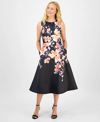 julia jordan Women's Printed Sleeveless Midi Dress
