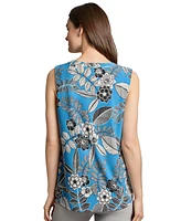 Jones New York Women's Floral-Print Pleated-Shoulder Top