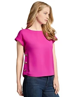 Jones New York Women's Button-Side Cuffed Top