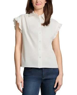 Jones New York Women's Ruffled-Cuff Short-Sleeve Blouse