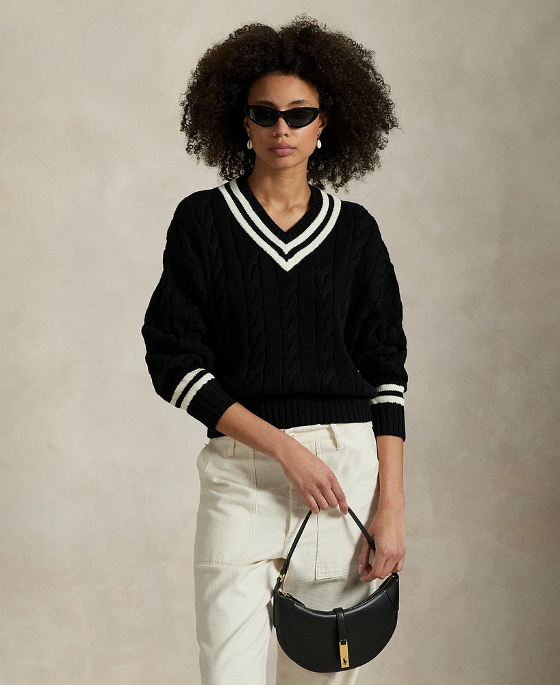 Polo Ralph Lauren Women's Aran-Knit Cotton Cricket Sweater