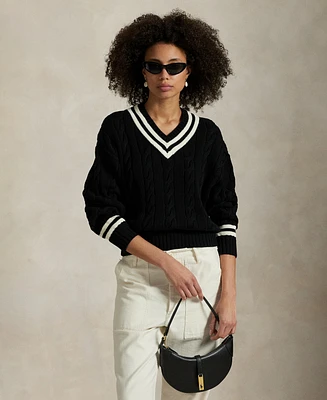 Polo Ralph Lauren Women's Aran-Knit Cotton Cricket Sweater