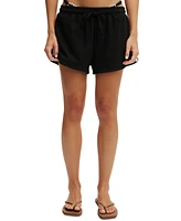Cotton On Women's Contrast-Stripe Drawstring Cover-Up Shorts