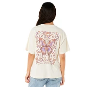Rip Curl Juniors' Cotton Butterfly Crewneck T-Shirt