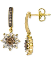 Le Vian Chocolate Diamond & Nude Diamond Flower Drop Earrings (1-1/5 ct. t.w.) in 14k Gold