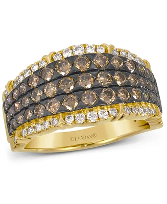 Le Vian Chocolate Diamond & Nude Diamond Multirow Ring (1-5/8 ct. t.w.) in 14k Gold