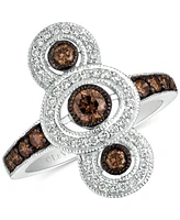 Le Vian Chocolate Diamond & Vanilla Diamond Triple Halo Ring (3/4 ct. t.w.) in 14k White Gold