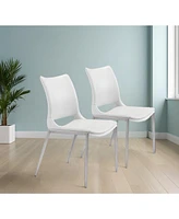 Upholstered Faux Leather Dining Chairs Set of 2 Open Back Side Chairs for Home