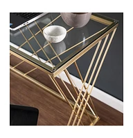 40" Clear and Gold Glass Writing Desk