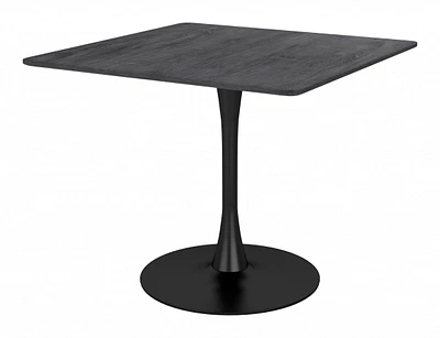 Black Square Dining Table with Sturdy Steel Pedestal Base – Modern Design for Kitchen or Dining Room