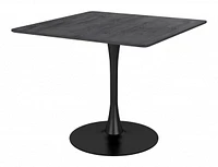 Black Square Dining Table with Sturdy Steel Pedestal Base – Modern Design for Kitchen or Dining Room