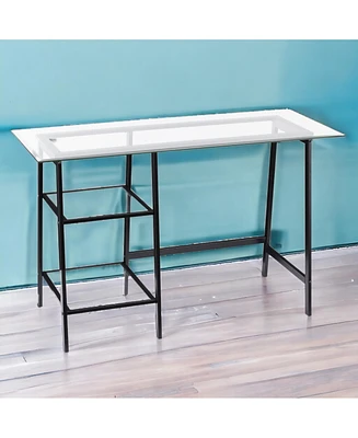 46" Clear and Black Glass Writing Desk