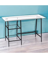 46" Clear and Black Glass Writing Desk