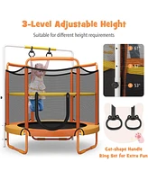 5 Feet Kids 3-in-1 Game Trampoline with Enclosure Net Spring Pad