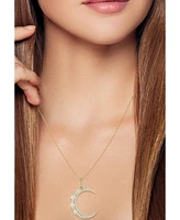Rachel Zoe 14K Gold Plated Sterling Silver Pave Crescent Moon Pendant Necklace