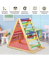 Foldable Wooden Triangle Climber with Reversible Ramp for Kids