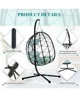 Egg Chair with Stand Indoor Outdoor Swing Chair Patio Wicker Hanging Egg Chair Hanging Basket Chair with Stand