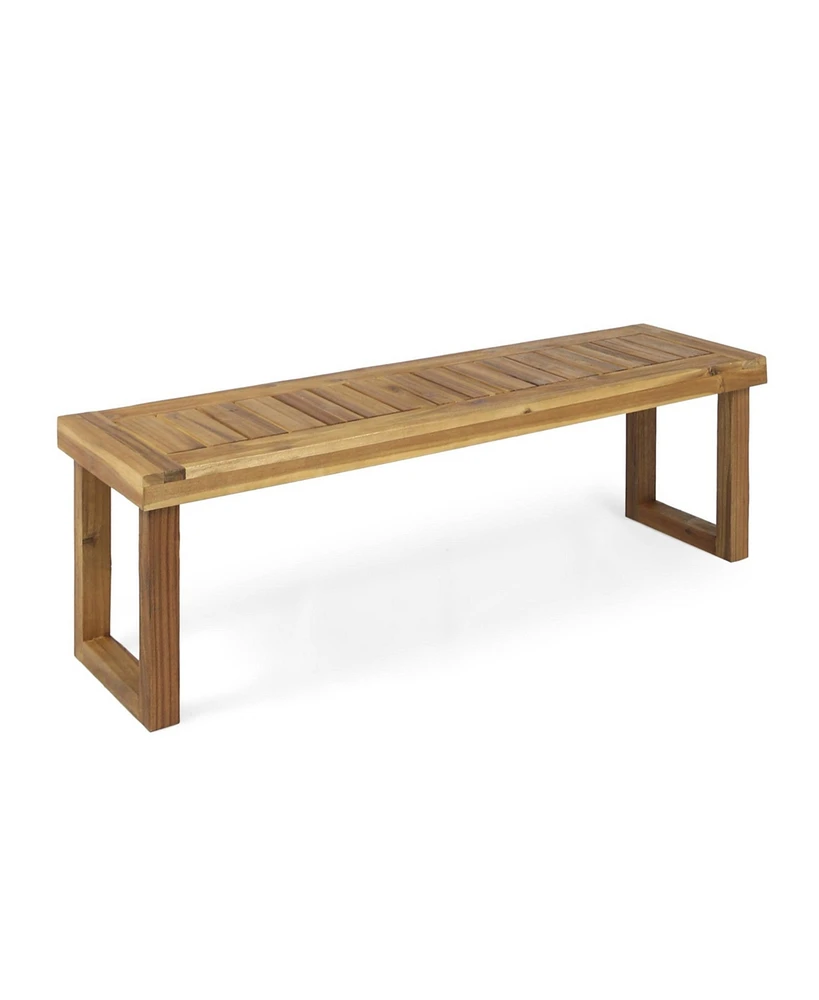 60 inches Natural Acacia Wood Outdoor Bench with Slat Panel Design, Versatile Use for Dining or Relaxation