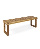 60 inches Natural Acacia Wood Outdoor Bench with Slat Panel Design, Versatile Use for Dining or Relaxation