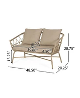 Outdoor Loveseat, 2 Seater Patio Sofa with Wicker Weave and Durable Cushions, Durable Rattan Finish