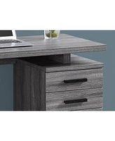 24" Grey and Black Computer Desk With Three Drawers