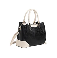 Women's Black Colourblocked Leather Handbag