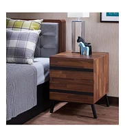 Industrial Wood and Iron End Table with Two Drawers