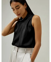 Lilysilk Women's Asymmetrical Sleeveless Cowl Neck Top