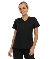 Medichic Women's Eleanor 3-Pocket Stretch V-Neck Scrub Top Shocking Pink Medium