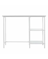 42" Clear and White Glass Writing Desk