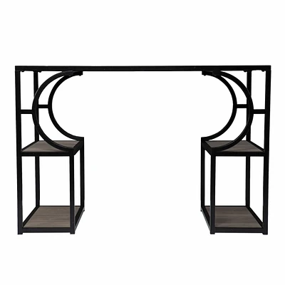 Modern Farmhouse Writing Desk – Solid Wood Top & Iron Frame with Storage