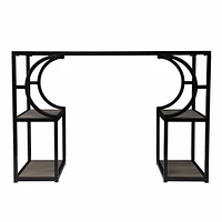 Modern Farmhouse Writing Desk – Solid Wood Top & Iron Frame with Storage