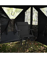 Foldable Swivel Patio Chair with Armrest and Mesh Back