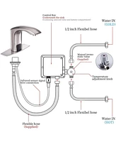 Automatic Sensor Touchless Bathroom Sink Faucet With Deck Plate & Pop Up Drain Polished Chrome