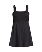 Lands' End Women's Smocked Swim Dress Swimsuit