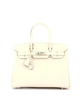 Pre-Owned Hermes Birkin 30 Handbag Light Epsom with Palladium Hardware