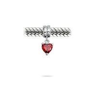 Bling Jewelry Valentines Love Heart Dangle Charm Bead Sterling Silver Bracelet