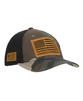Generic Men's Usa American Flag Patch 6-Panel Green Camo Pre-Curved Snapback Hat