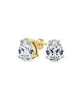 Bling Jewelry Pear Shape Cz Stud Earrings Teardrop Solitaire 14K Gold Sterling Silver 6-9MM