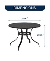 5-Piece Metal Outdoor Patio Dining Set with Round Table with 1.65 in. Umbrella Hole and Swivel Chairs