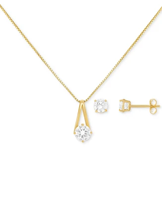 Giani Bernini Cubic Zirconia Pendant Necklace & Stud Earrings Set in 18k Gold-Plated Sterling Silver, Exclusively at Macy's