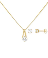 Giani Bernini Cubic Zirconia Pendant Necklace & Stud Earrings Set in 18k Gold-Plated Sterling Silver, Exclusively at Macy's