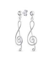 Bling Jewelry Musical Music Treble Clef Note Large Dangle Stud Earrings .925 Sterling Silver