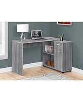 Modern 34" L-Shape Grey Desk Space-Saving Home Office Desk with Storage Drawers