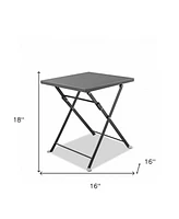 Square End Table with Polished Stainless Steel Frame