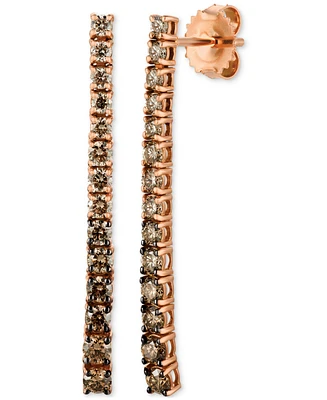 Le Vian Chocolate Ombre Graduated Linear Drop Earrings (1-1/3 ct. t.w.) in 14k Rose Gold
