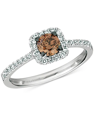 Le Vian Chocolatier Chocolate Diamond & Vanilla Diamond Halo Ring (3/4 ct. t.w.) in 14k White Gold