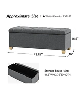Lauris Classic Tufted Design Storage Bench with Nailhead Trim